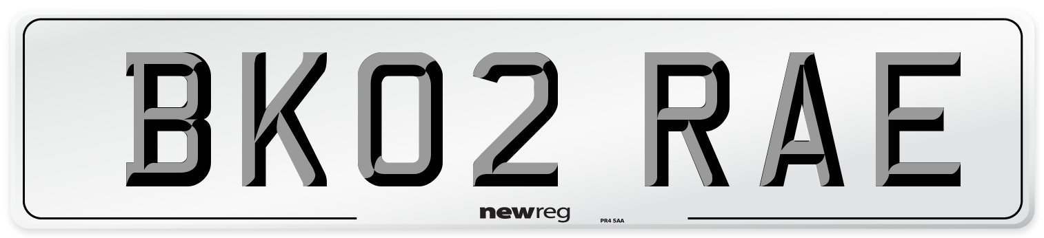 BK02 RAE Number Plate from New Reg